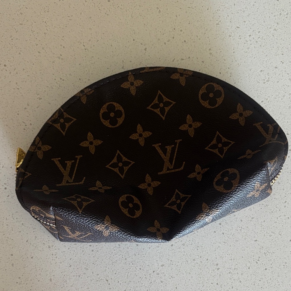 Monogram Canvas Cosmetic Pouch in Brown and Tan